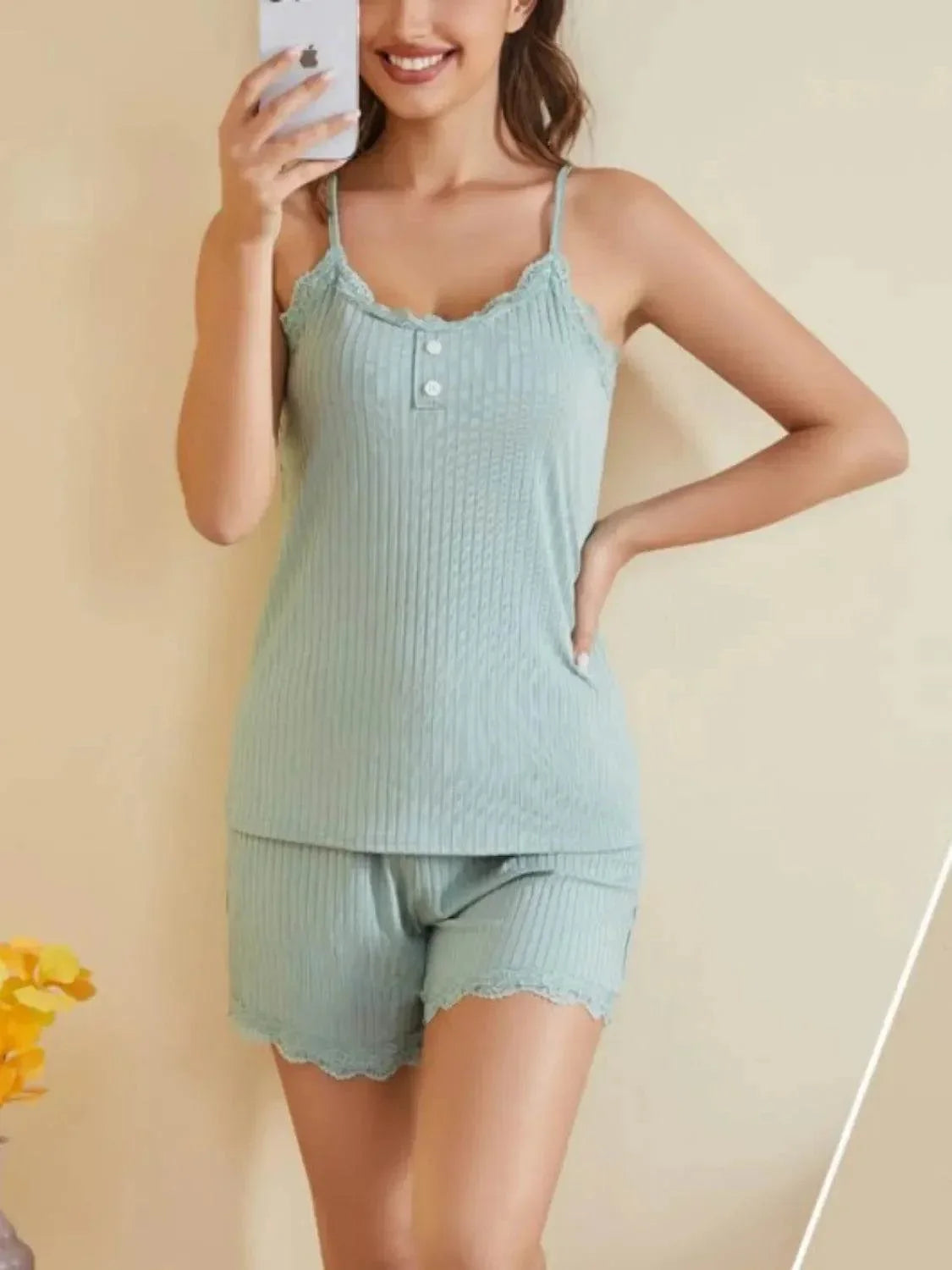 Ribbed Scoop Neck and Shorts Lounge Set - Bona Fide Fashion