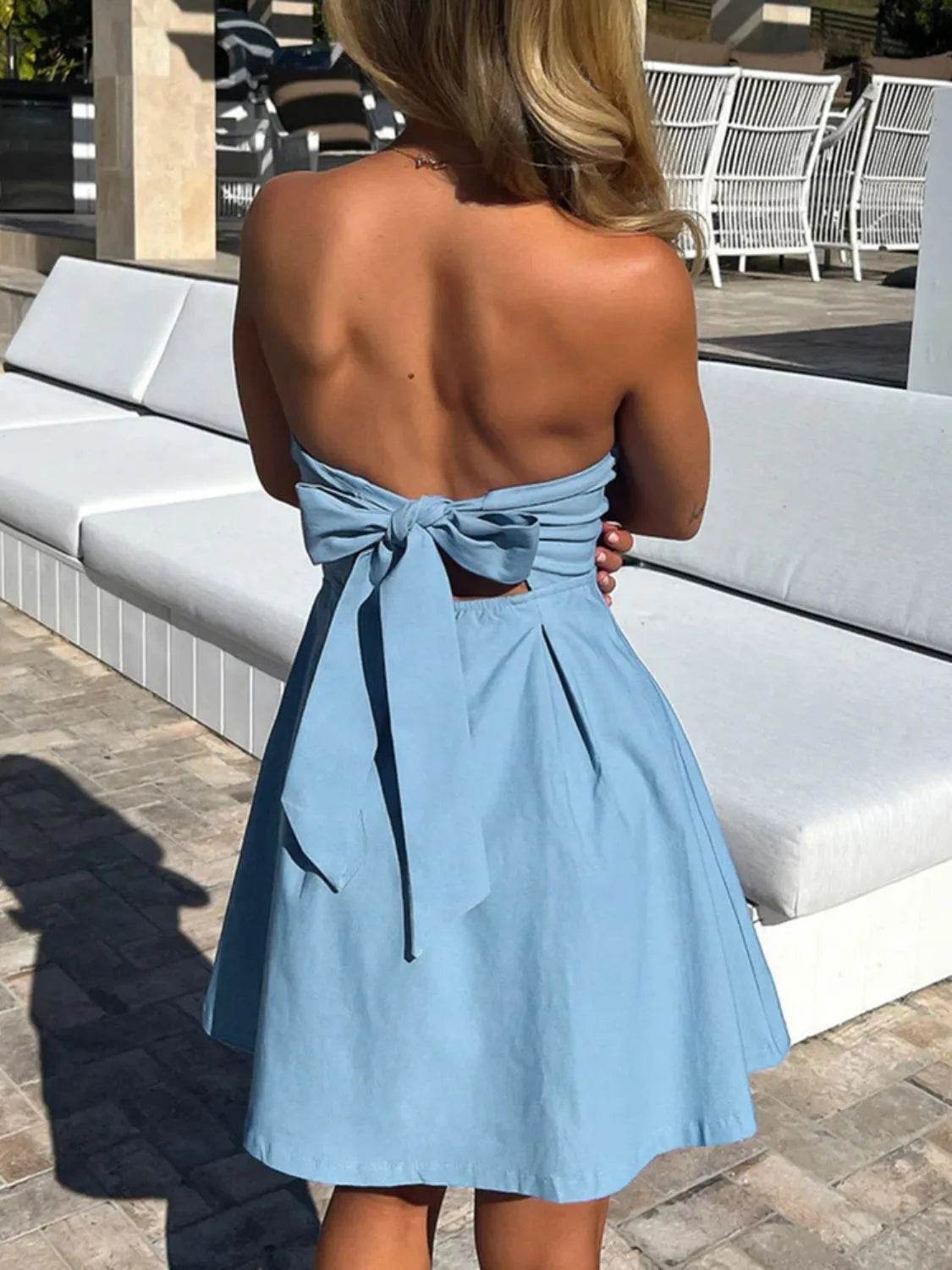 Devine Bow Back Tube Mini Dress - Bona Fide Fashion