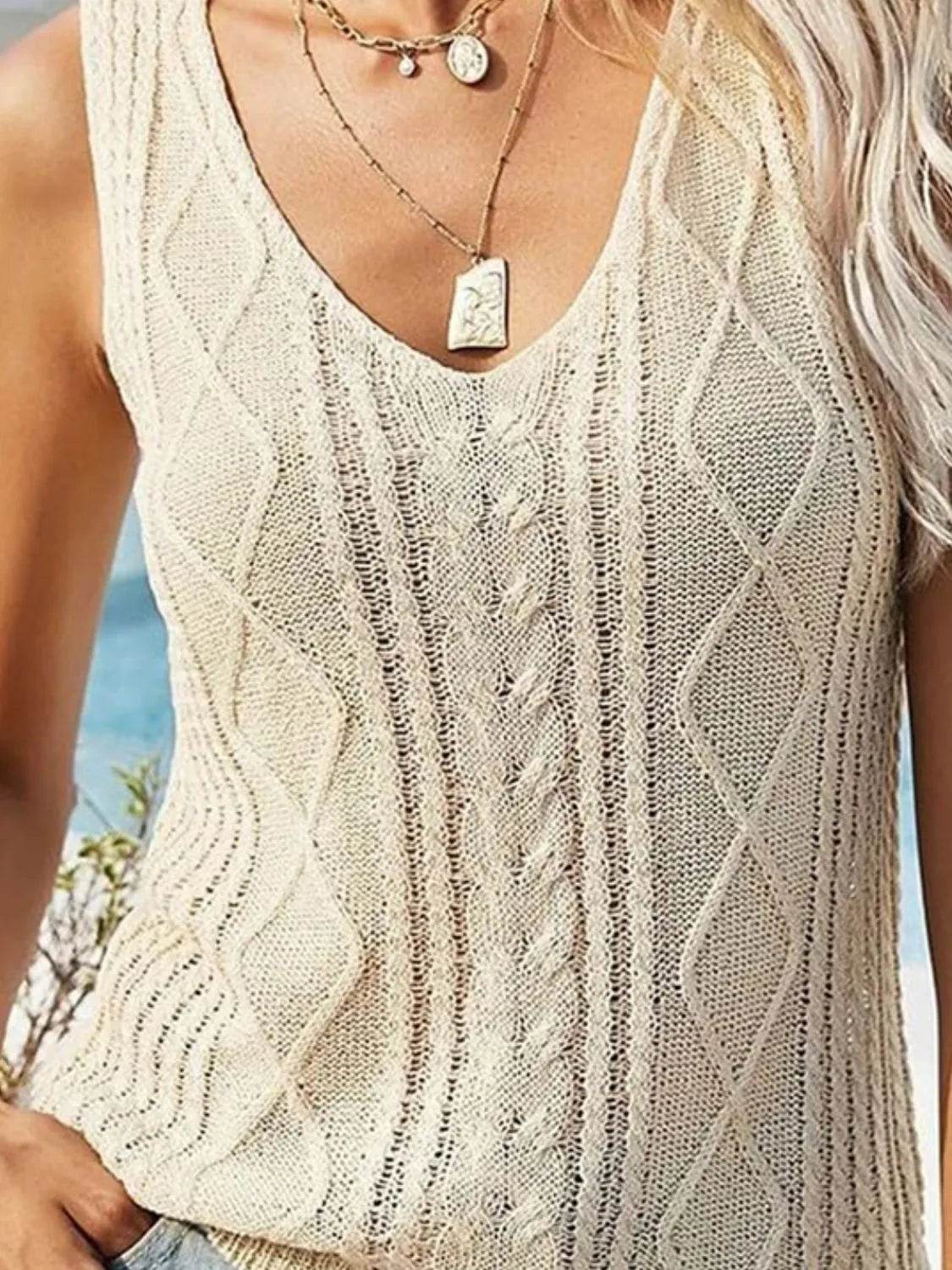 Cable-Knit V-Neck Sweater Vest - Bona Fide Fashion