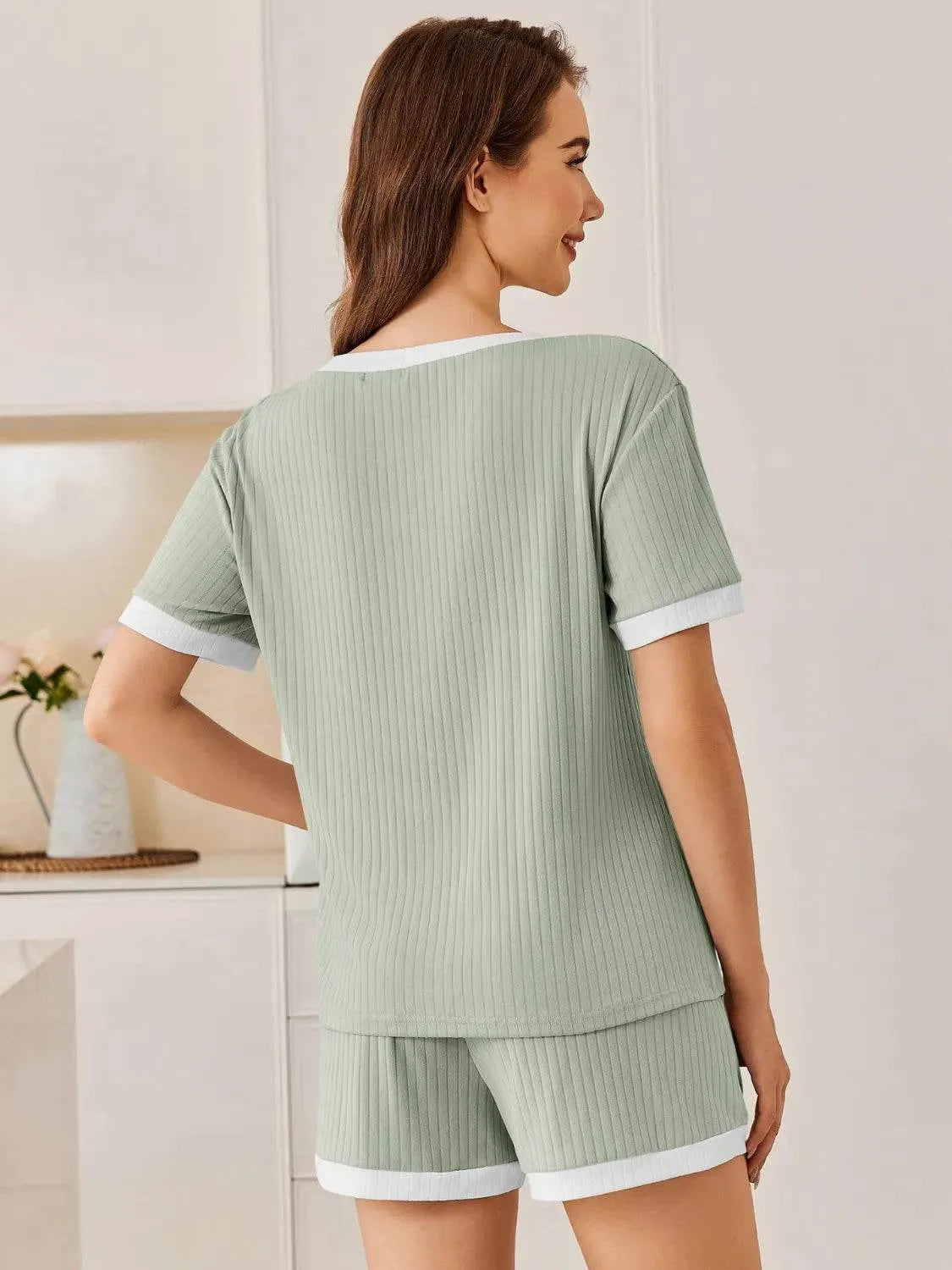 Ribbed Short Sleeve Top and Shorts Set - Bona Fide Fashion