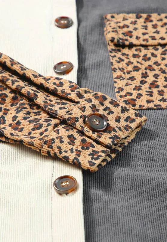 Leopard Button Up Drop Shoulder Jacket - Bona Fide Fashion