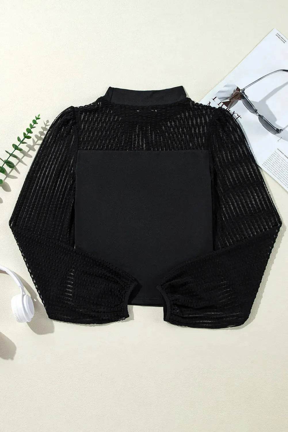 Mock Neck Long Sleeve Blouse - Bona Fide Fashion