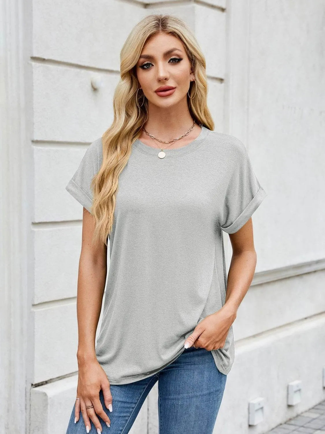Florira Round Neck Short Sleeve T-Shirt - Bona Fide Fashion