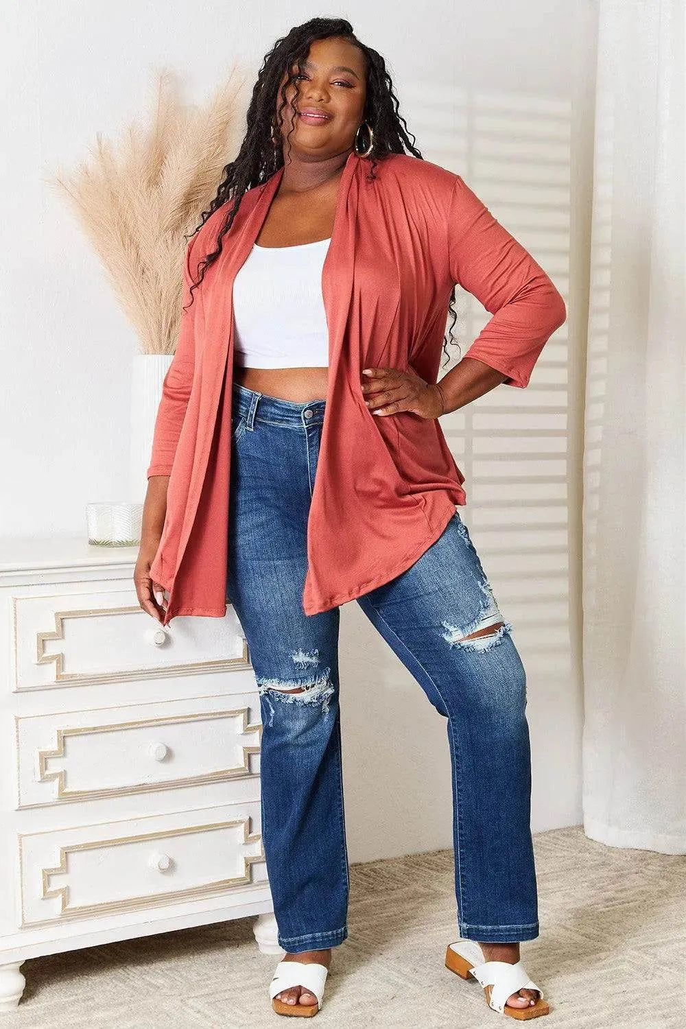 Culture Code Full Size Open Front Cardigan - Bona Fide Fashion
