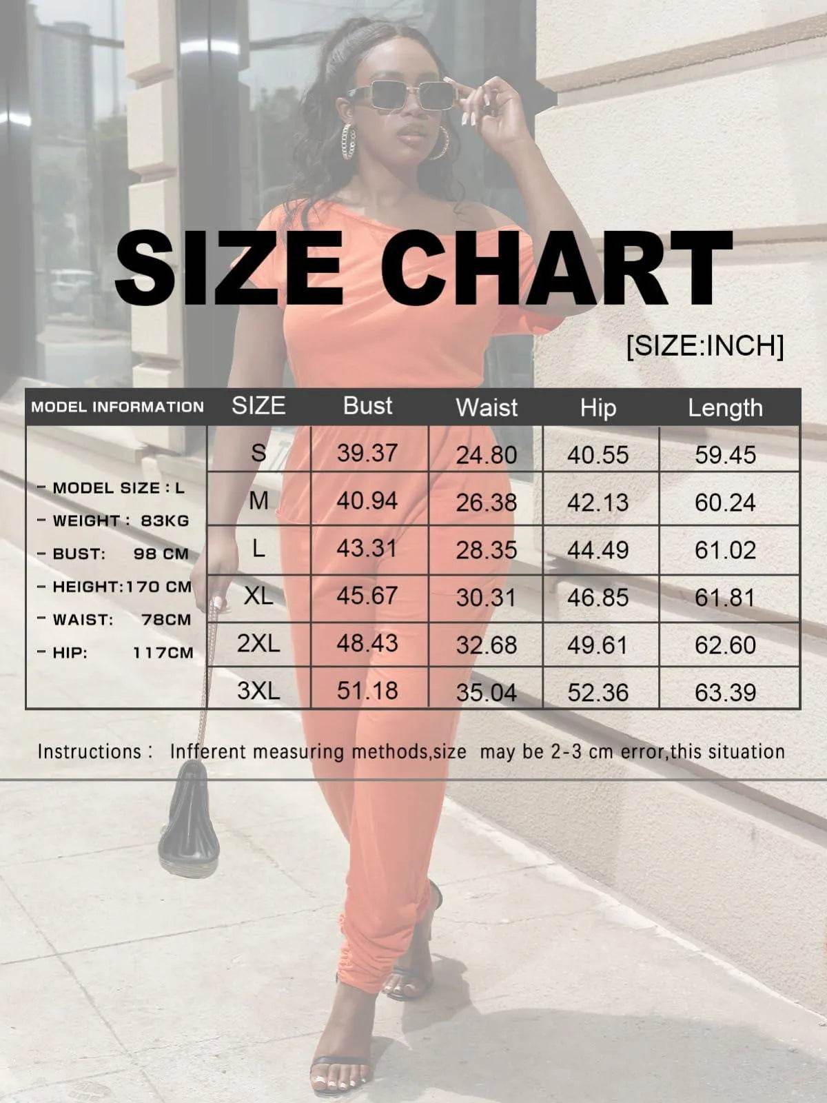 acelyn Casual One Piece Loose Jumpsuit for Women Summer Plus Size Overalls Off Shoulder Pockets Rompers Orange 2XL - Bona Fide Fashion
