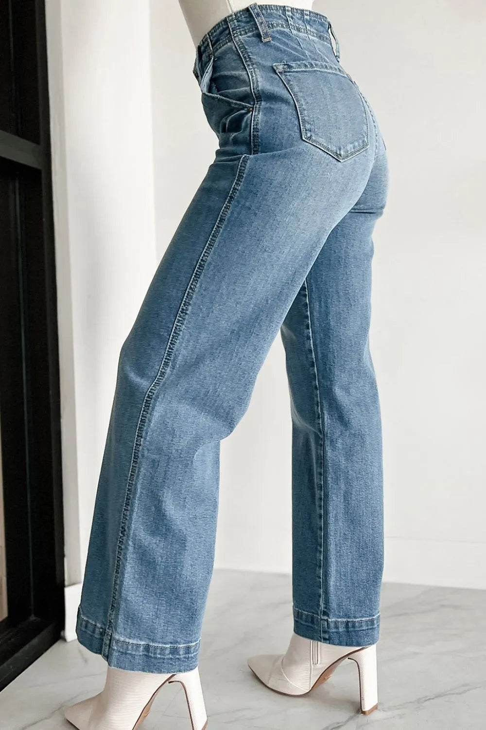 Button Fly High Waist Jeans - Bona Fide Fashion