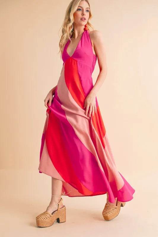 Aemi+Co Color Block Sleeveless Maxi Dress - Bona Fide Fashion