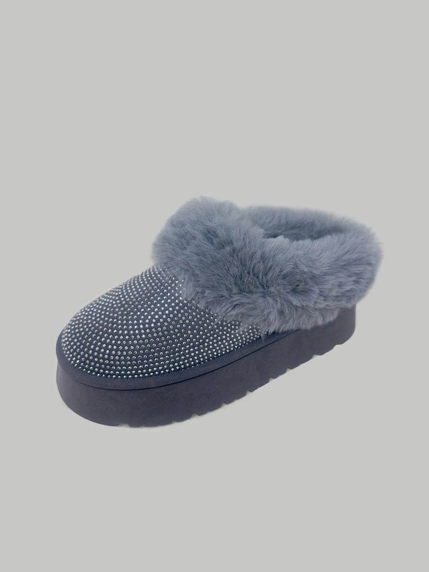 WILD DIVA Embellished Faux Fur Platform Booties - Bona Fide Fashion