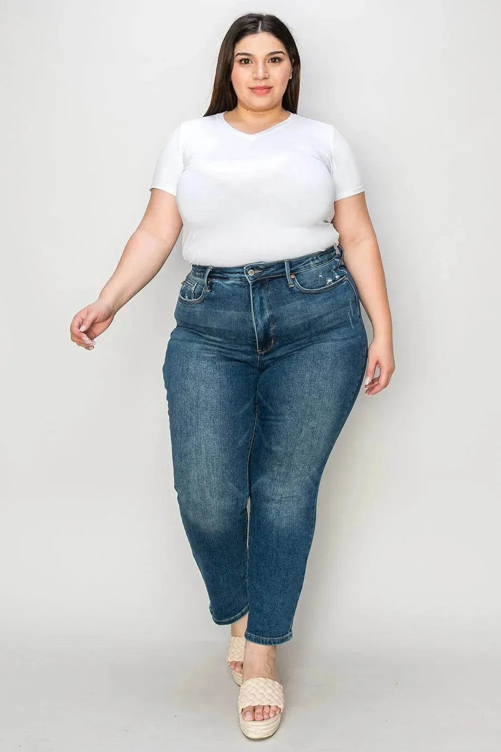 Judy Blue Full Size Tummy Control High Waist Slim Jeans - Bona Fide Fashion