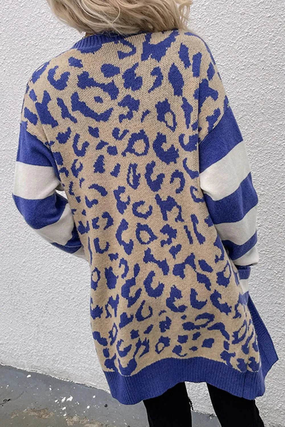 Leopard Open Front Long Sleeve Cardigan - Bona Fide Fashion