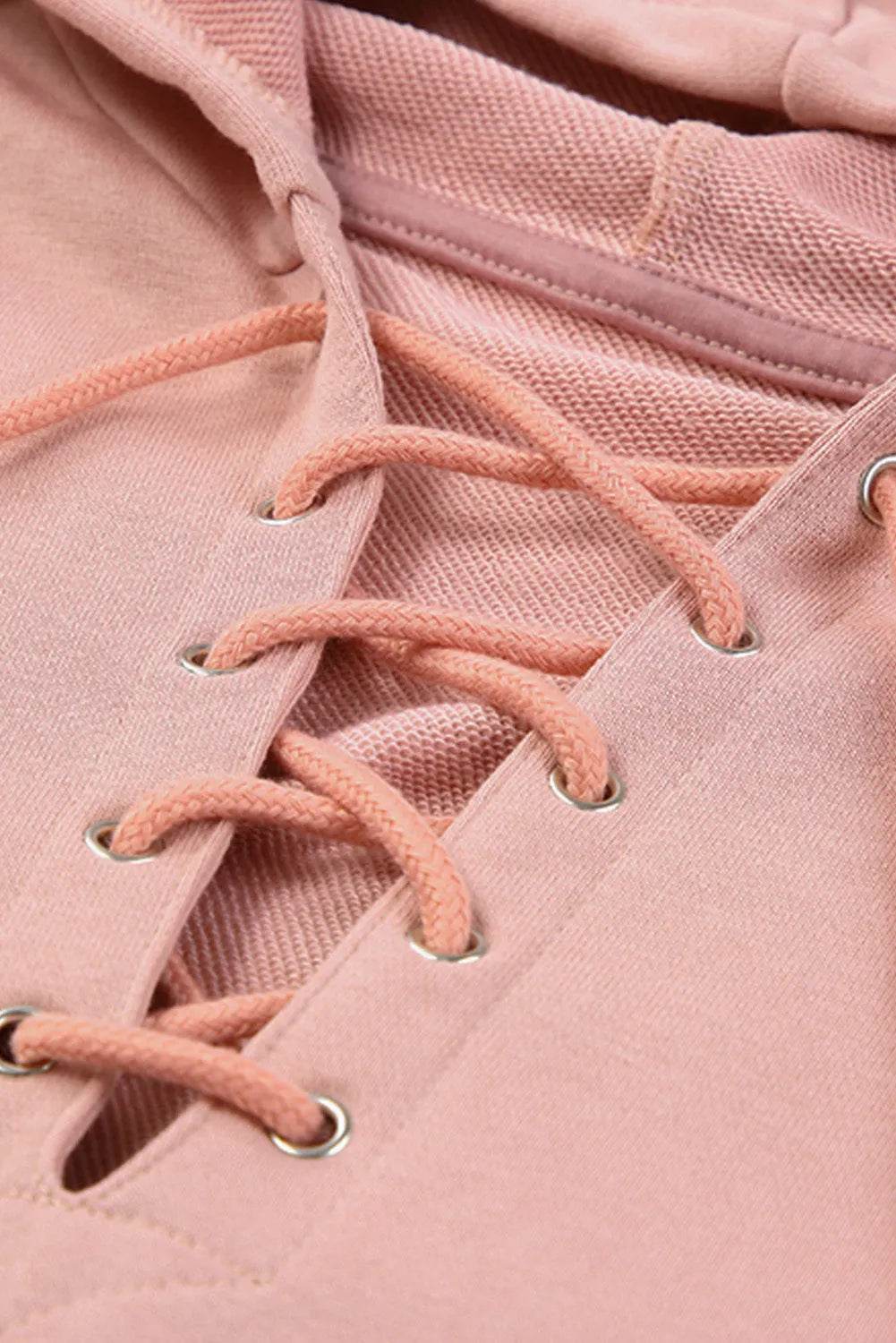 Lace Up Long Sleeve Hoodie - Bona Fide Fashion