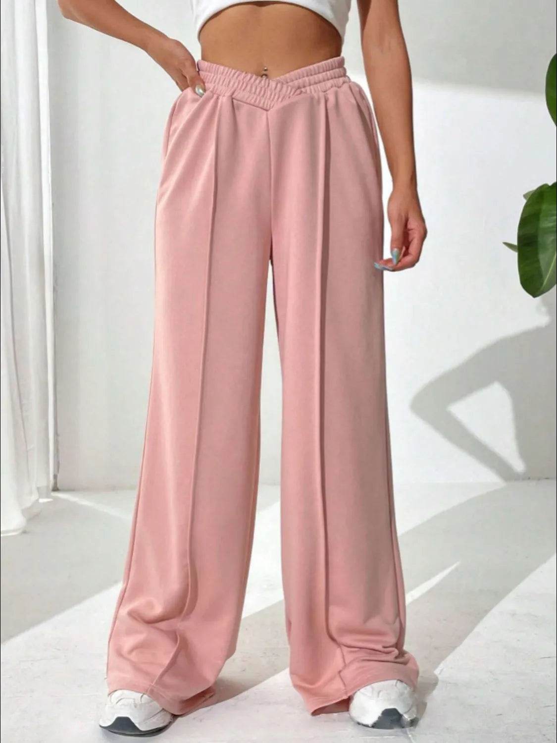 Elastic Waist Wide Leg Pants - Bona Fide Fashion