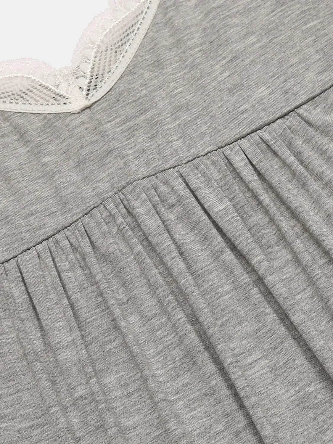 Lace Detail V-Neck Lounge Dress - Bona Fide Fashion