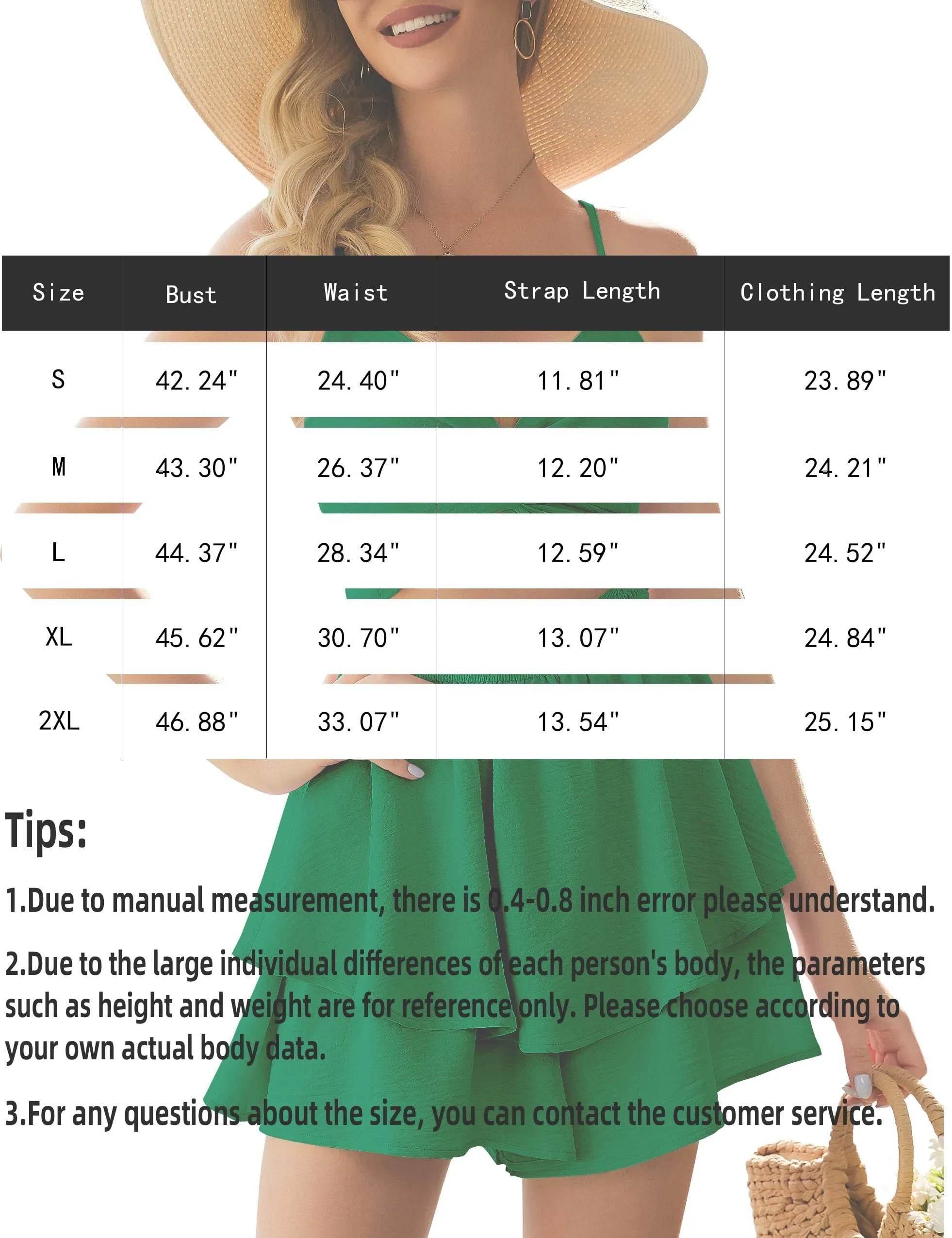 AGERWAY Rompers for Women Casual Rompers for Women Summer Sexy Dressy Romper for Women Summer Rompers Green Romper Sexy Romper Flowy Romper Short Romper Romper Jumpsuit XL - Bona Fide Fashion