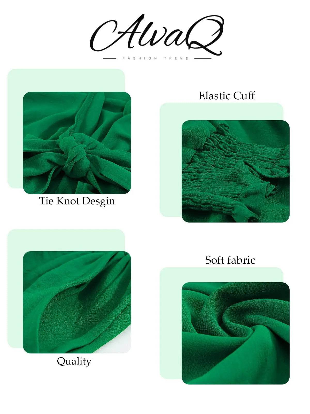 AlvaQ Green Rompers for Women Dressy Summer Sexy Tie Knot V Neck Long Lantern Sleeve Pocketed Short Jumpsuits Spring Beach Vacation Outfits Small - Bona Fide Fashion