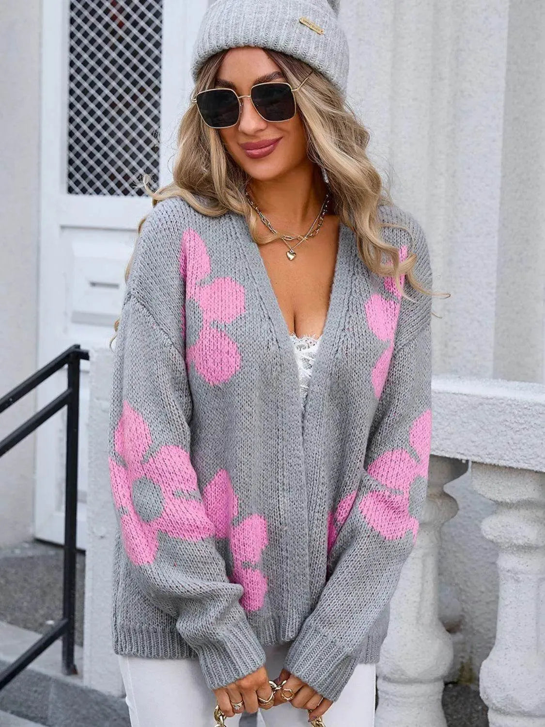 Angel Wings Floral Open Front Cardigan – Lightweight Long Sleeve Layer for Spring - Bona Fide Fashion