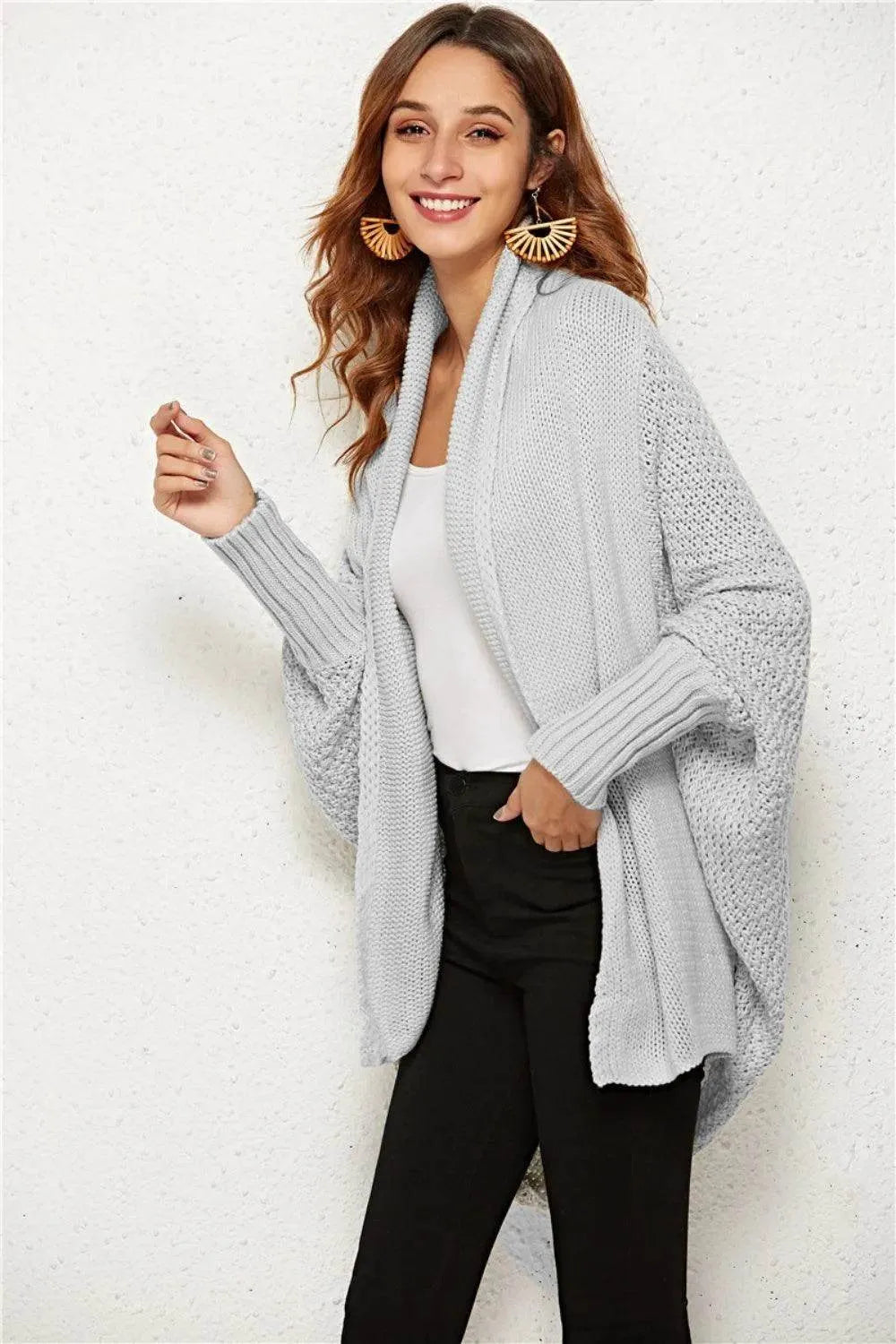 Angel Wings Open Front Batwing Sleeve Cardigan - Bona Fide Fashion
