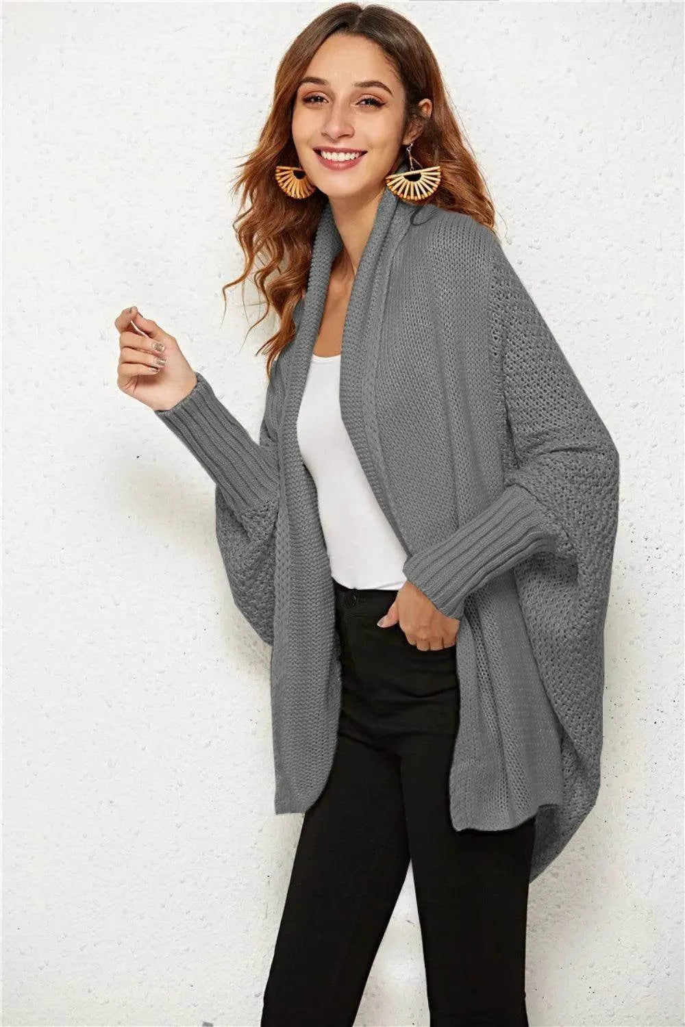 Angel Wings Open Front Batwing Sleeve Cardigan - Bona Fide Fashion