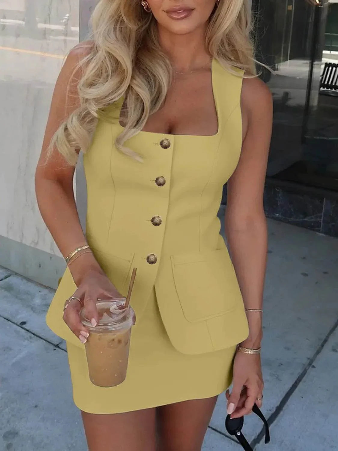 Square Neck Tank and Skirt Set - Bona Fide Fashion