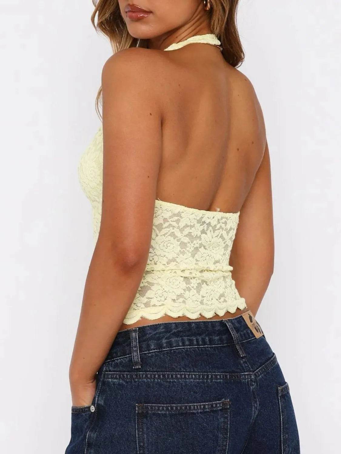 Lace Backless Halter Neck Cami - Bona Fide Fashion