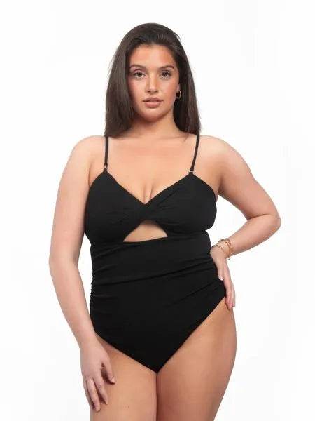Women's Twist Front Cut Out Ruched Swimsuit H8SMEUBAH6 - Bona Fide Fashion