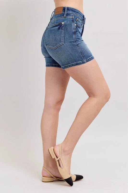 Judy Blue Full Size High Waist Denim Shorts Plus Size - Bona Fide Fashion