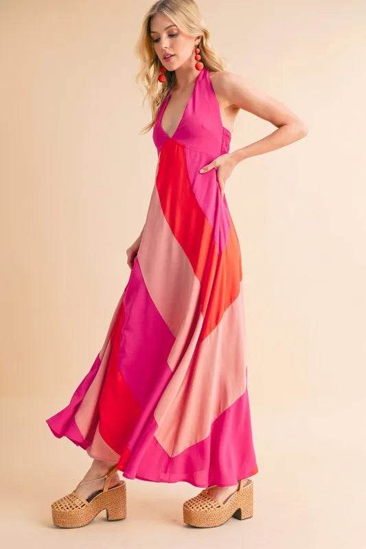 Aemi+Co Color Block Sleeveless Maxi Dress - Bona Fide Fashion