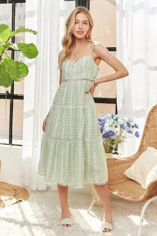 Adora Gingham Detail Washed Dress – Vintage-Inspired Comfort & Style - Bona Fide Fashion