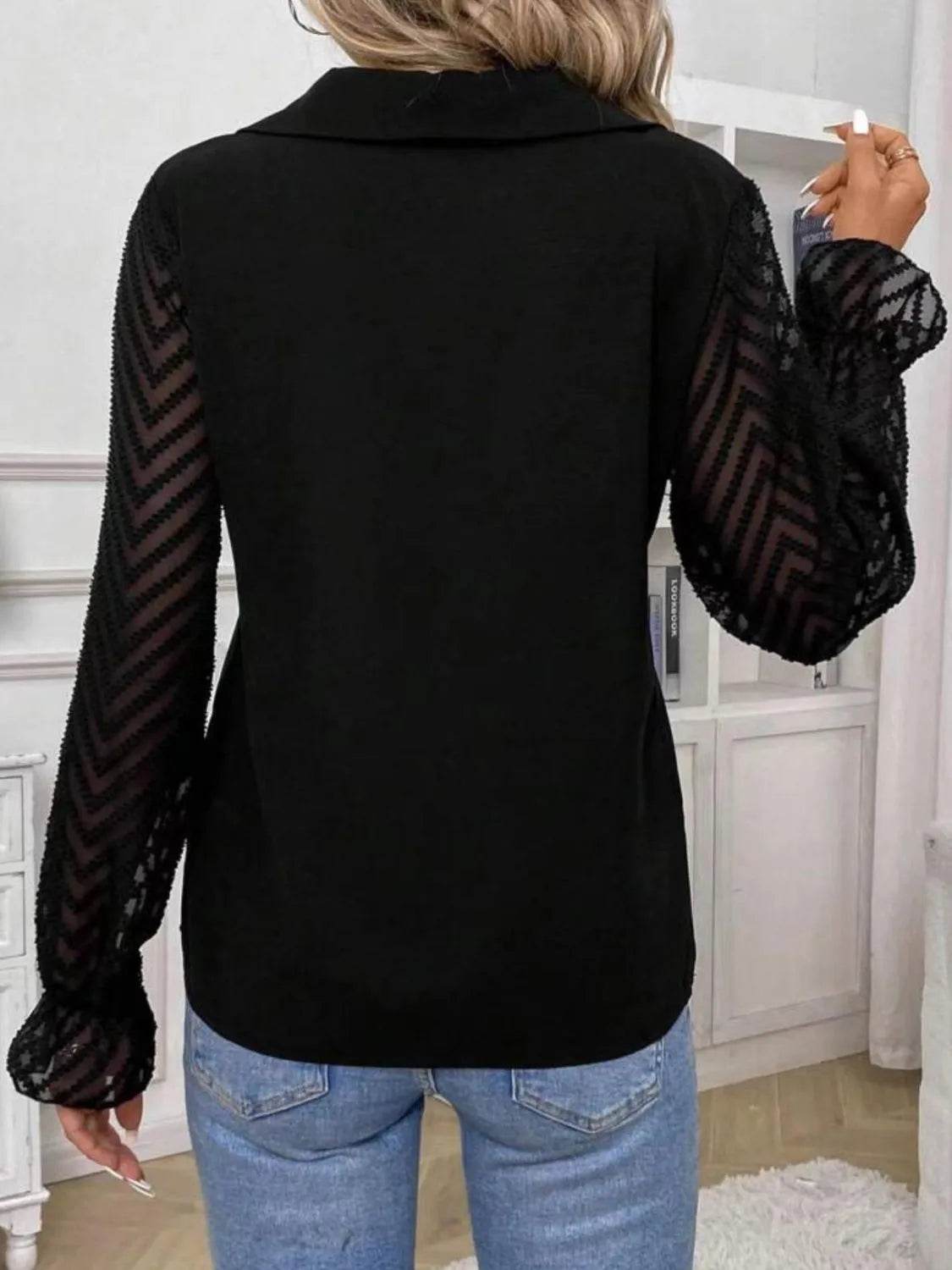 V-Neck Flounce Sleeve Blouse - Bona Fide Fashion