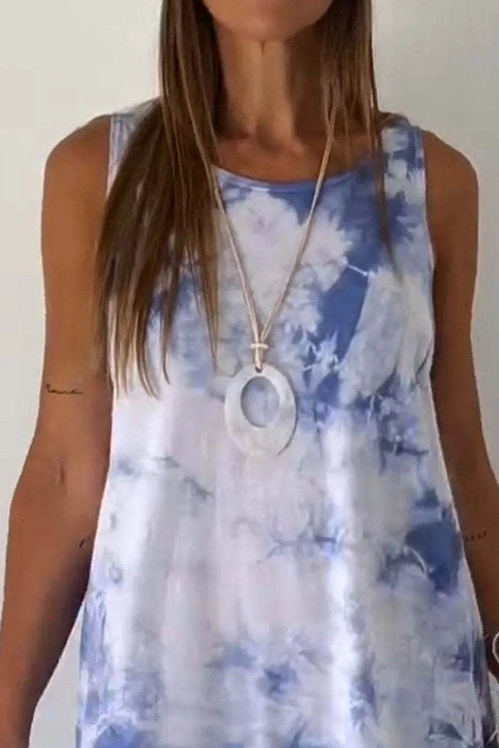 Full Size Tie-Dye Sleeveless Mini Tank Dress Plus Size - Bona Fide Fashion