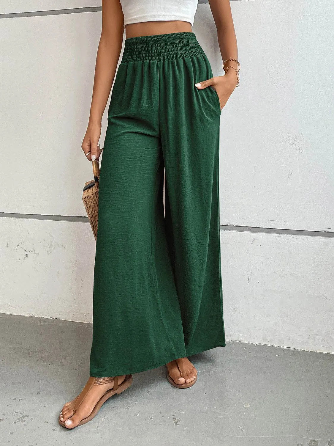 Perfee Wide Leg Pants with Pockets - Bona Fide Fashion
