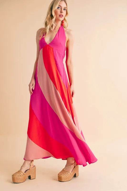 Aemi+Co Color Block Sleeveless Maxi Dress - Bona Fide Fashion