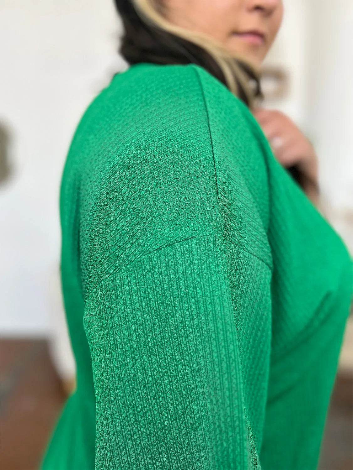 Double Take Full Size Texture Round Neck Drop Shoulder T-Shirt and Shorts Set - Bona Fide Fashion