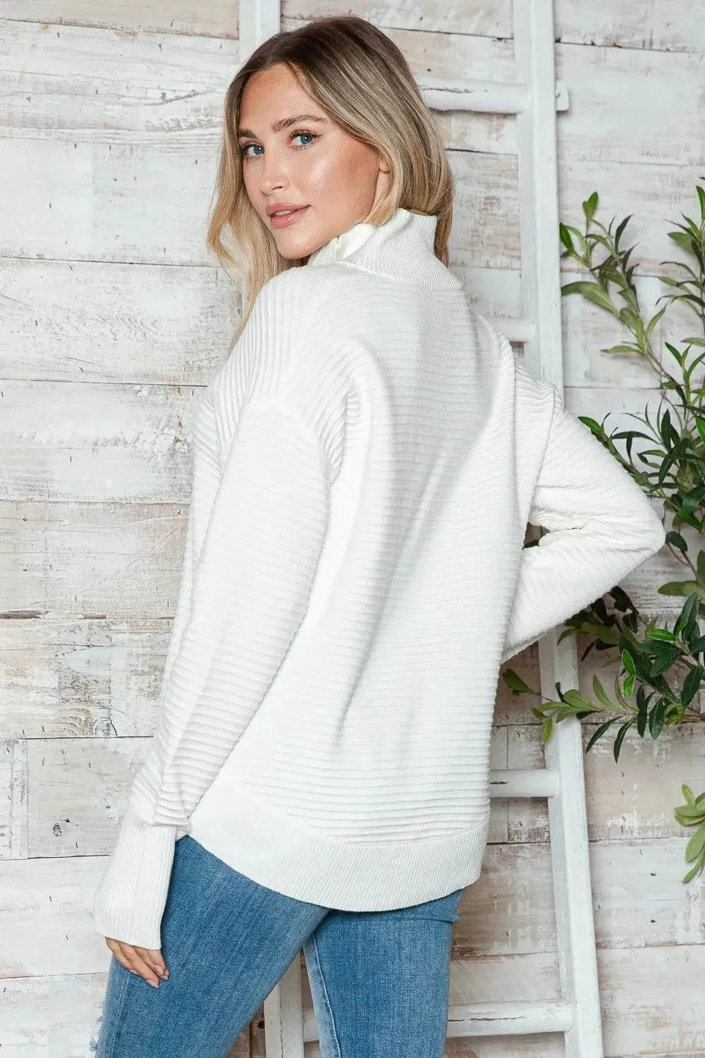 Half Zip Long Sleeve Knit Top - Bona Fide Fashion