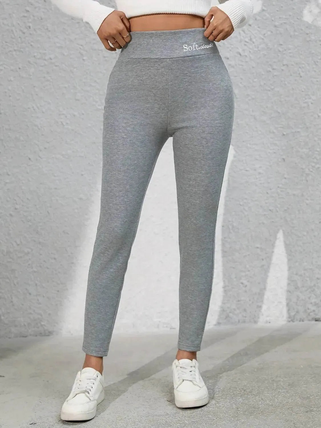 Full Size Letter Embroidered High Waist Leggings - Bona Fide Fashion