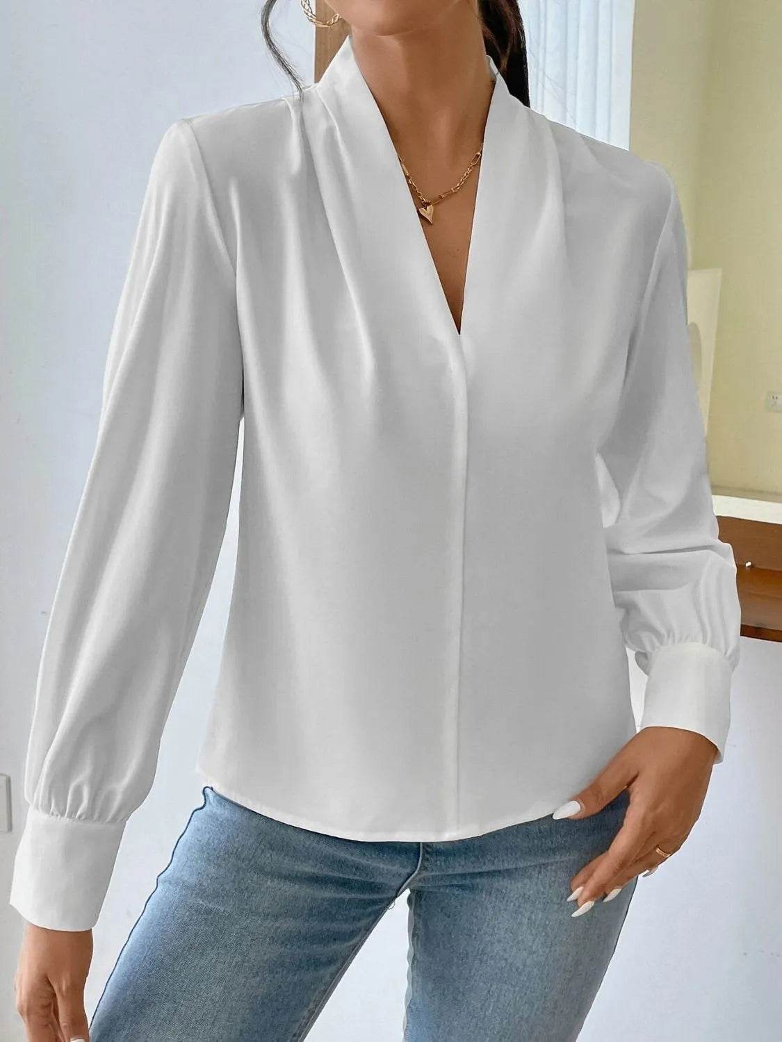 V Neck Long Sleeve Top - Bona Fide Fashion