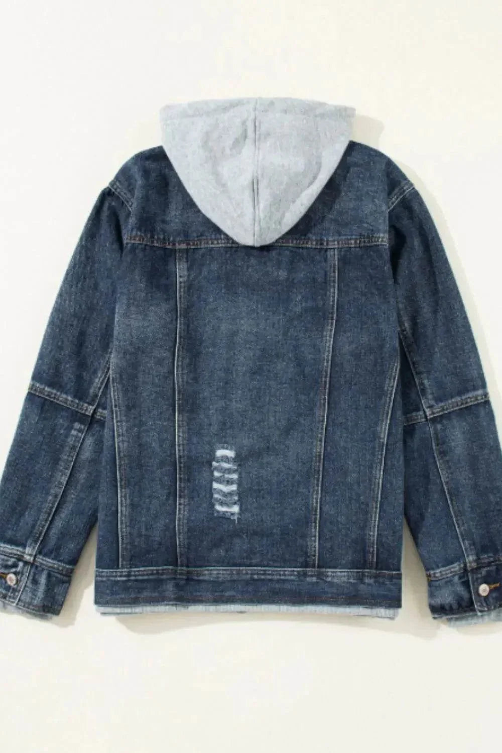 Fake Two-Piece Hooded Zip-Up Denim Jacket - Bona Fide Fashion