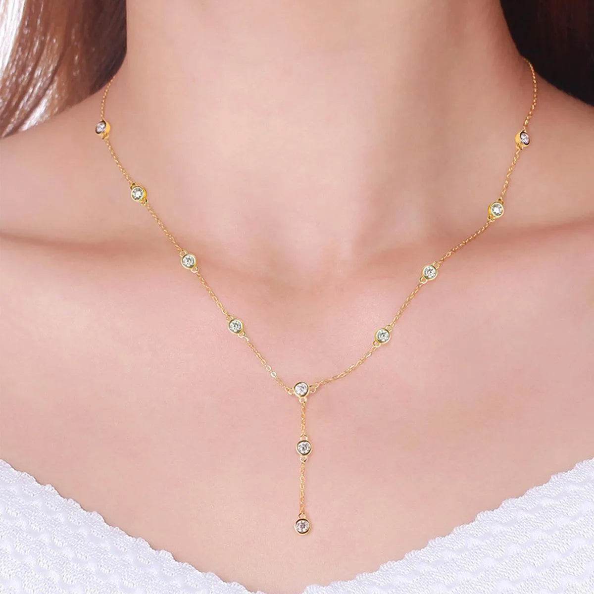 1.1 Carat Moissanite Sterling Silver Necklace - Gold -Silver - 18K - Bona Fide Fashion