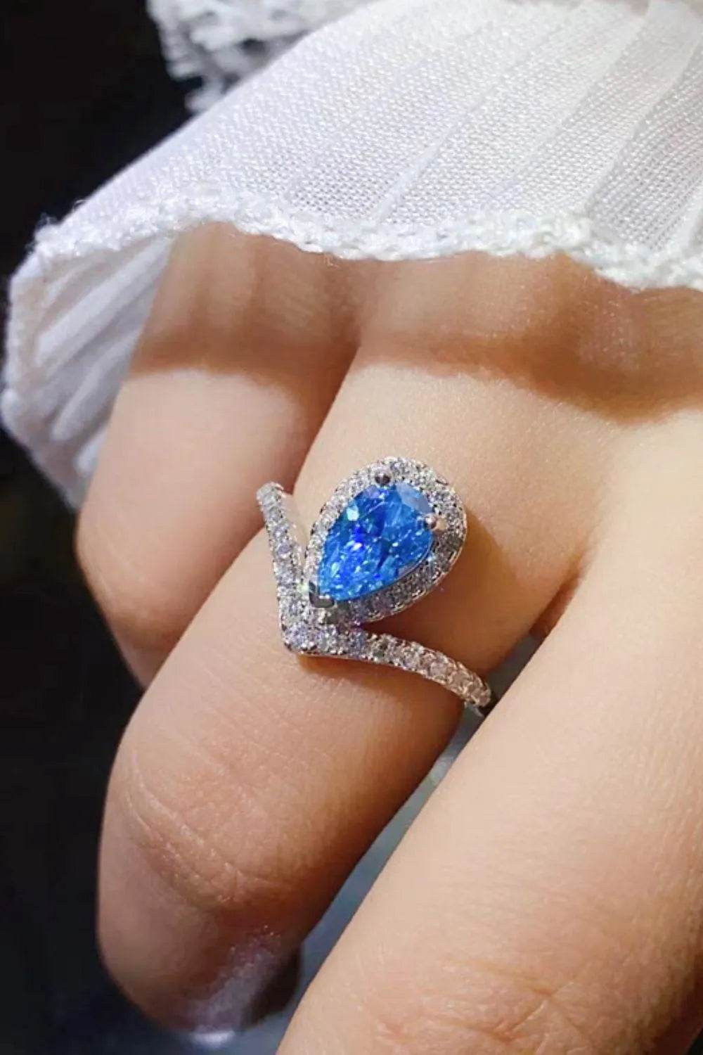 1 Carat Pear-Shaped Moissanite Heart Ring – Romantic Sparkle | Bona Fide Fashion - Bona Fide Fashion