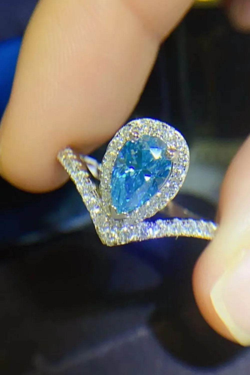 1 Carat Pear-Shaped Moissanite Heart Ring – Romantic Sparkle | Bona Fide Fashion - Bona Fide Fashion
