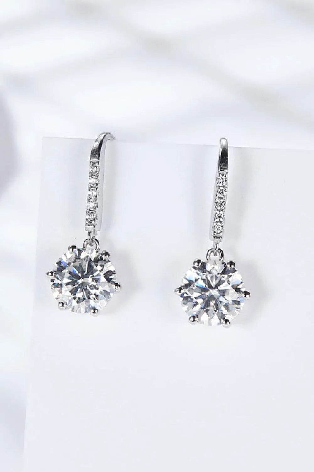 6-Prong Moissanite Drop Earrings – Timeless Sparkle & Shine | Bona Fide Fashion - Bona Fide Fashion