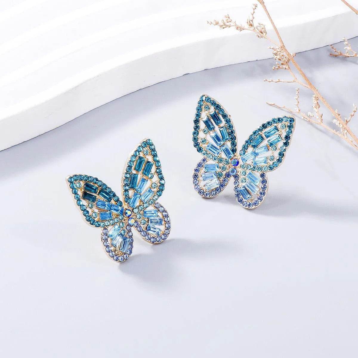Butterfly Earrings with Rhinestones – Dainty Alloy Sparkle | Bona Fide Fashion - Bona Fide Fashion