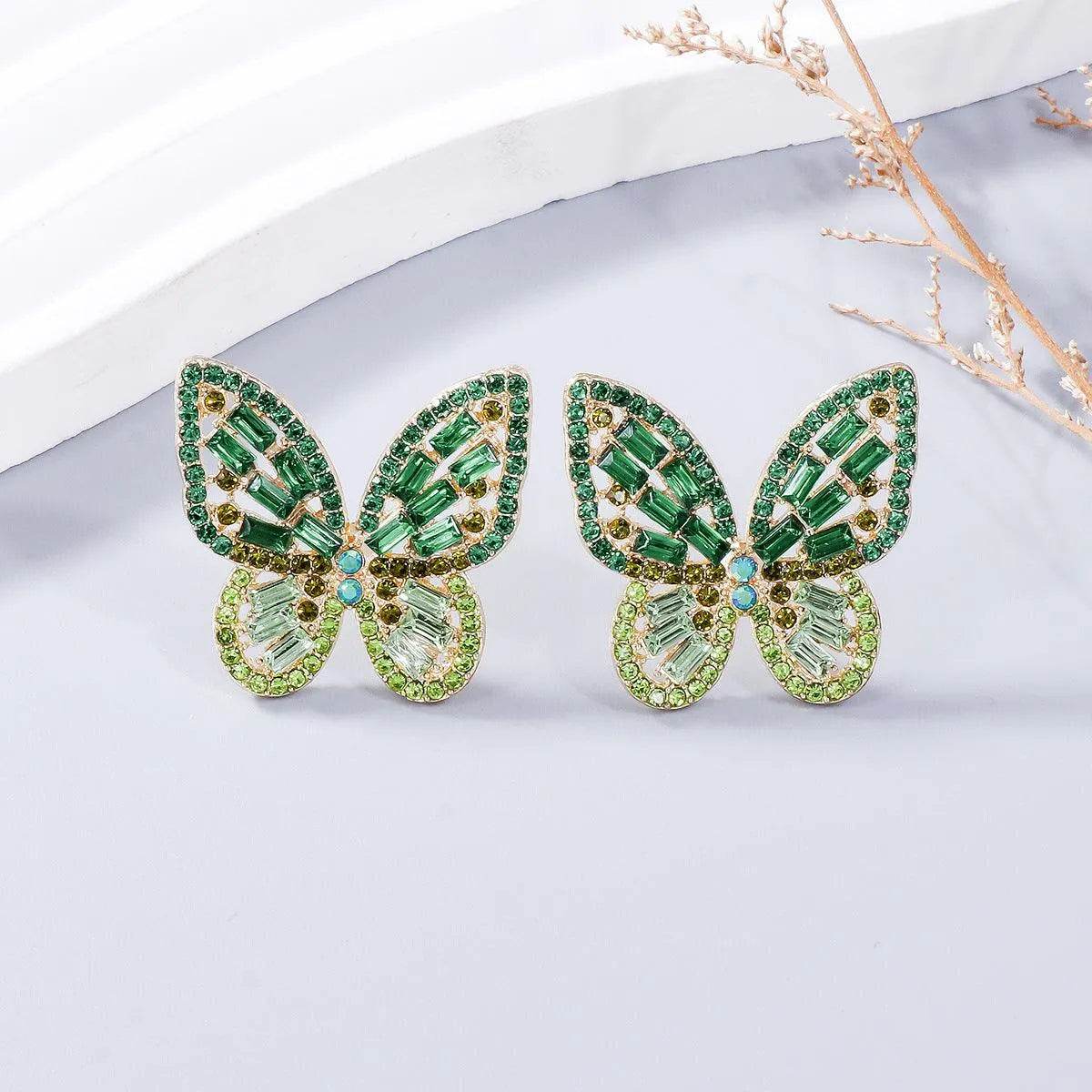 Butterfly Earrings with Rhinestones – Dainty Alloy Sparkle | Bona Fide Fashion - Bona Fide Fashion