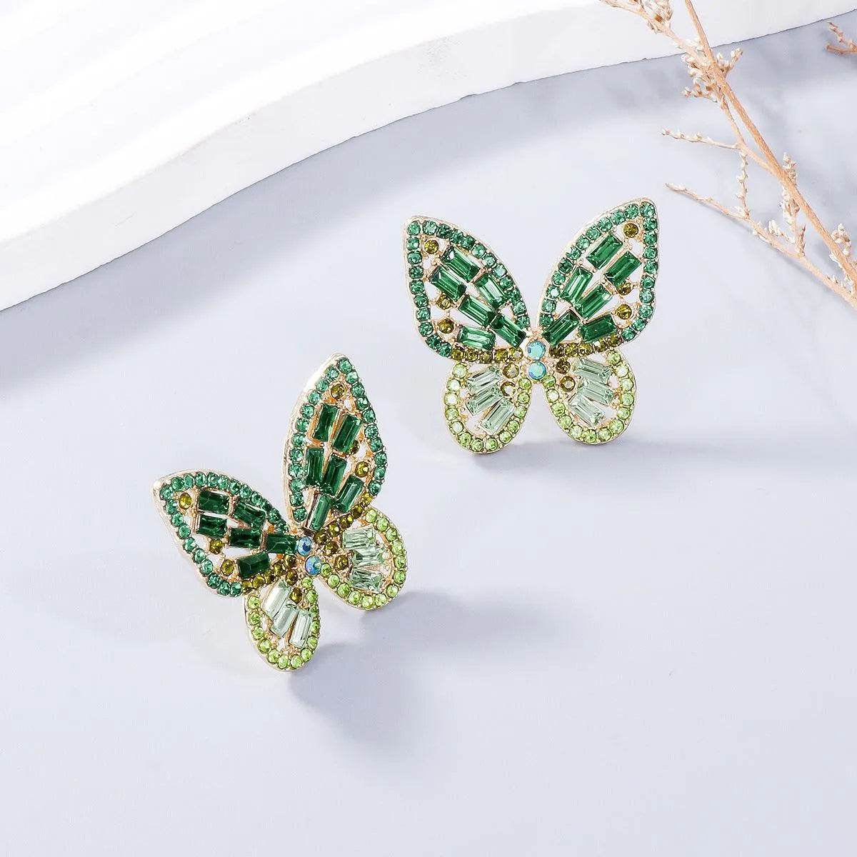 Butterfly Earrings with Rhinestones – Dainty Alloy Sparkle | Bona Fide Fashion - Bona Fide Fashion