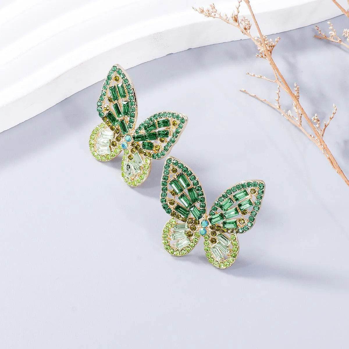 Butterfly Earrings with Rhinestones – Dainty Alloy Sparkle | Bona Fide Fashion - Bona Fide Fashion