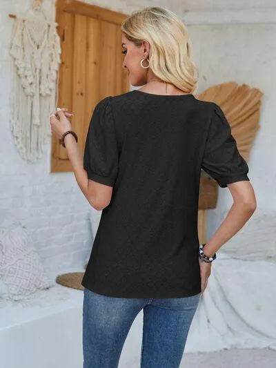 Eyelet Asymmetrical Neck T-Shirt – Trendy & Unique Style | Bona Fide Fashion - Bona Fide Fashion