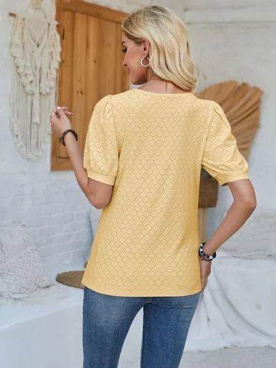 Eyelet Asymmetrical Neck T-Shirt – Trendy & Unique Style | Bona Fide Fashion - Bona Fide Fashion