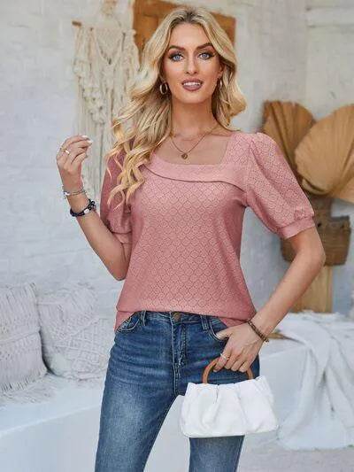 Eyelet Asymmetrical Neck T-Shirt – Trendy & Unique Style | Bona Fide Fashion - Bona Fide Fashion