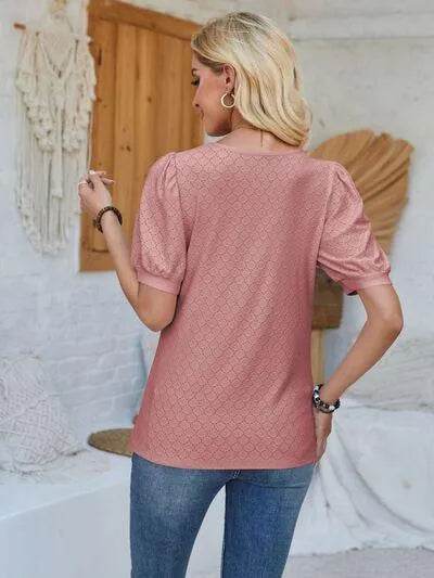 Eyelet Asymmetrical Neck T-Shirt – Trendy & Unique Style | Bona Fide Fashion - Bona Fide Fashion