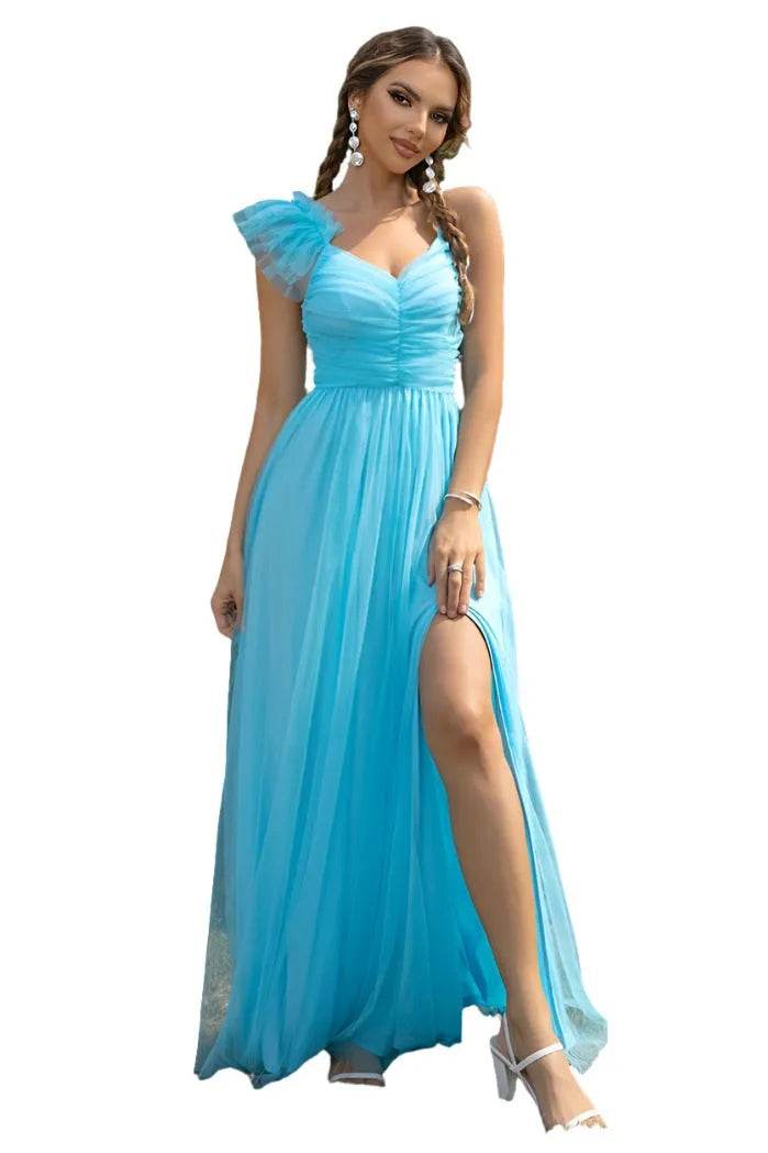 Asymmetrical Ruched Slit Dress – Bold, Flattering Fit | Bona Fide Fashion - Bona Fide Fashion